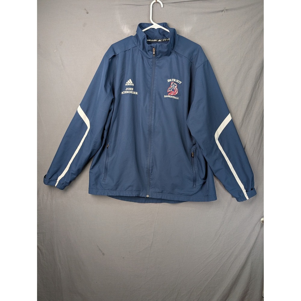 Adidas Patriot Basketball Full Zip Warmup Jacket Mens XL Blue John Schroeder